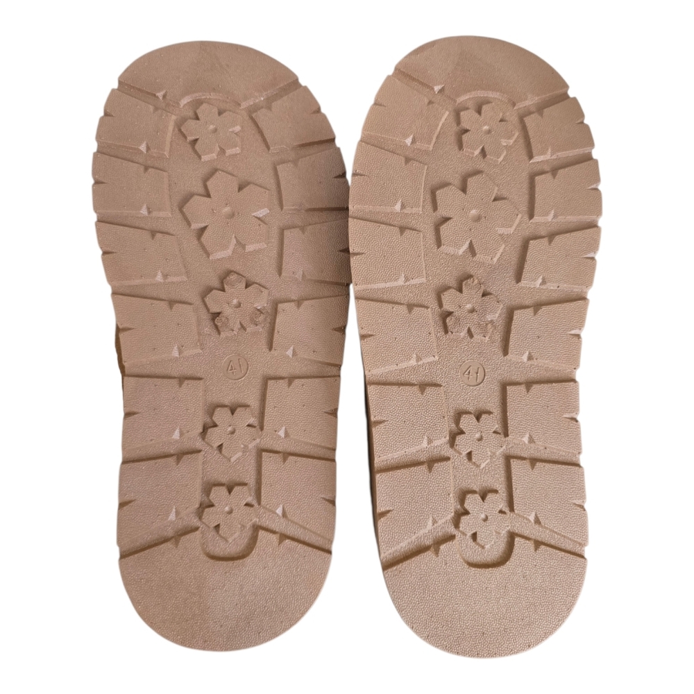 Fur Lined Slippers Platform Like Suede Sheepskin Chestnut Size 40 - Picture 6 of 7